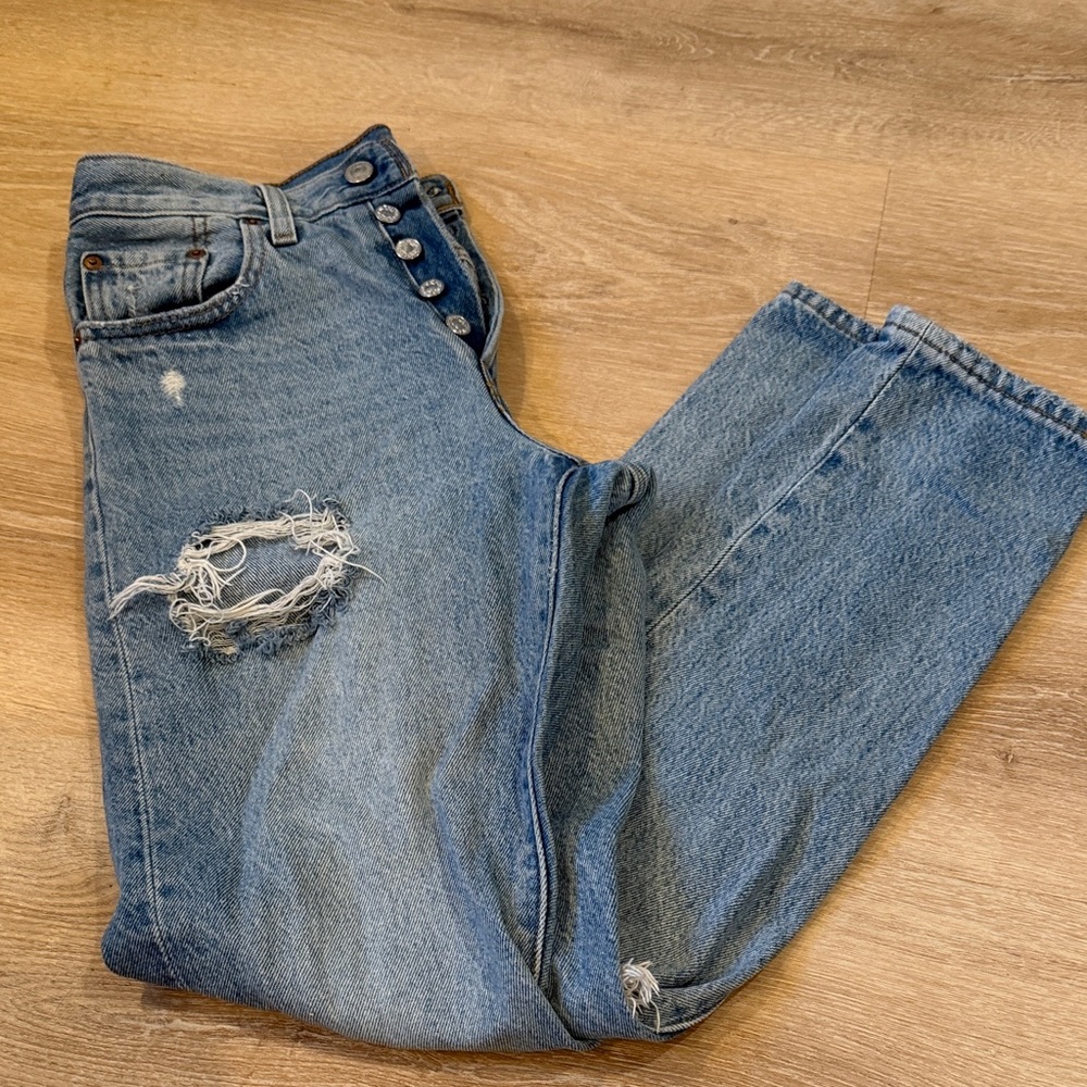 Levi's Light Blue Distressed Boyfriend Jeans